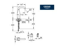 MEDIDAS MEZCLADOR LAVABO ELECTRONICO ESSENCE E GROHE